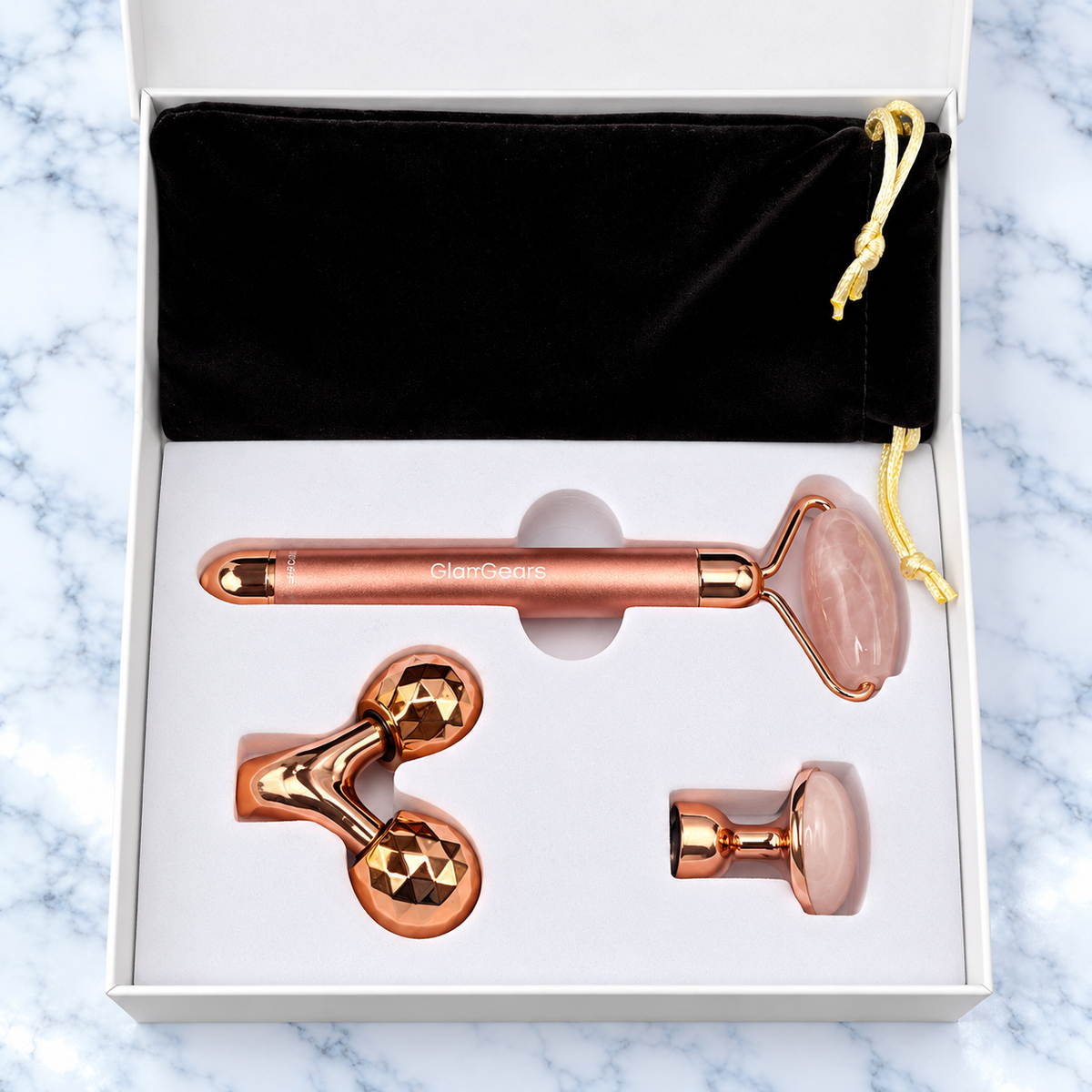GlamGears vibrating facial tool set — boxed