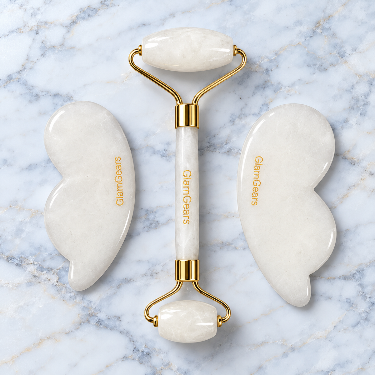 GlamGears white facial tool set — hero