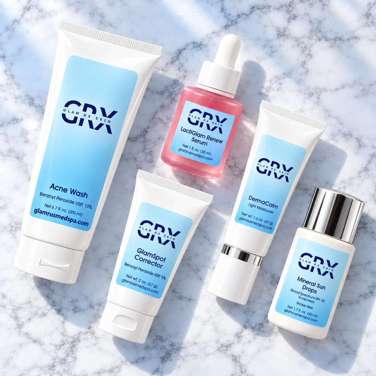 GRX Acne Defense kit flat lay