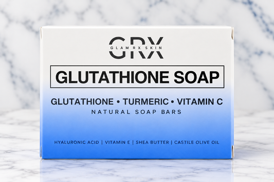 GRX Glutathione Soap box front, glutathione turmeric and vitamin C