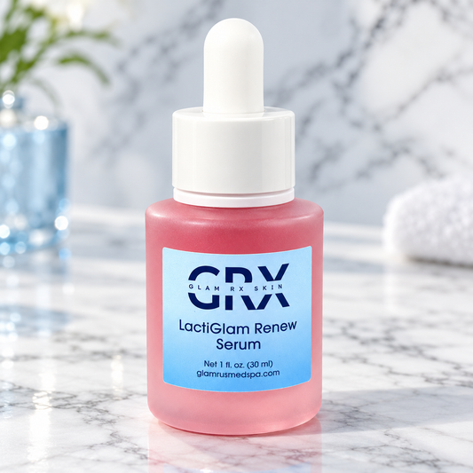GRX LactiGlam Renew Serum 30 mL — front on white marble