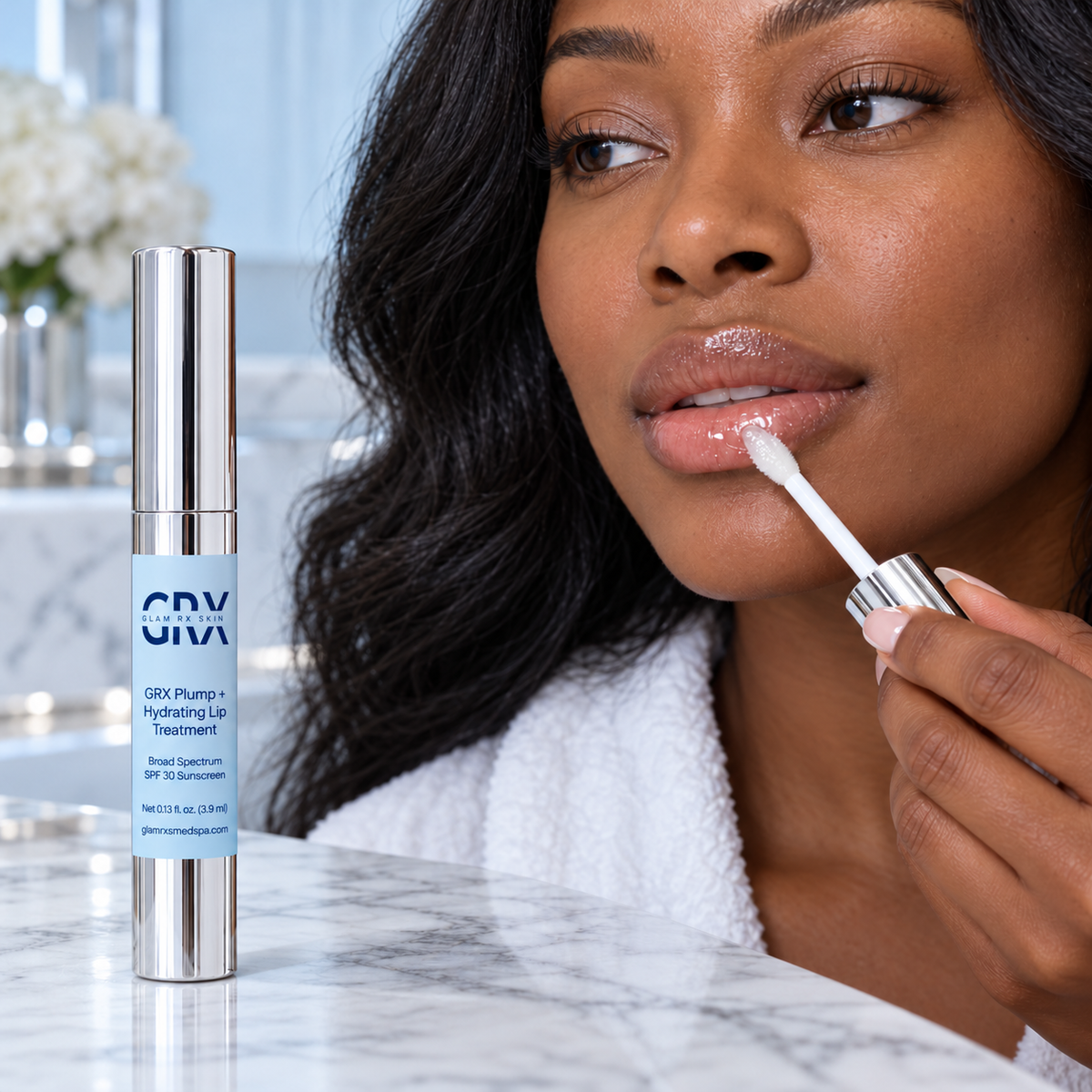 GRX Plump + Hydrating Lip Treatment SPF 30 — application