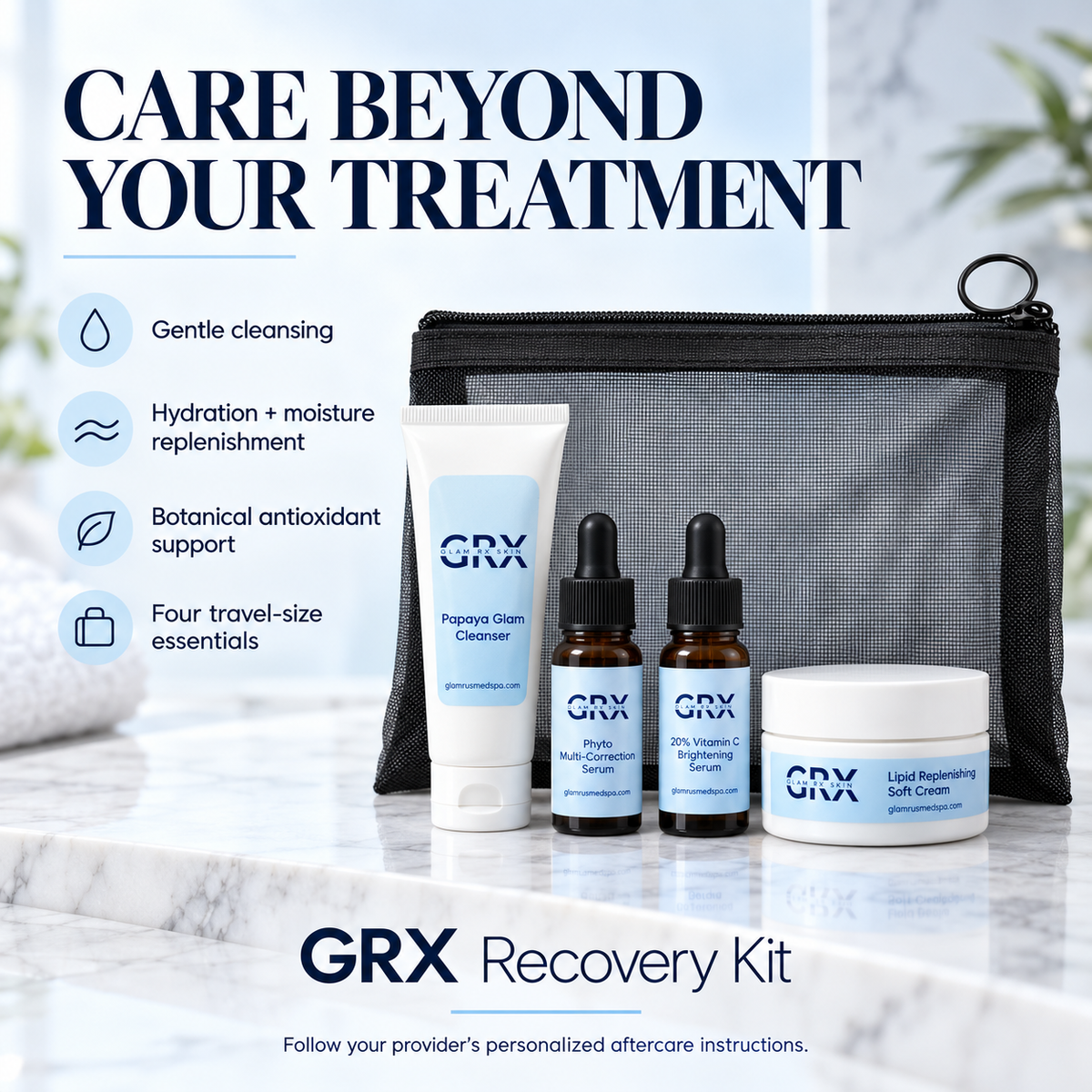 GRX Recovery Kit travel-size skincare — benefits